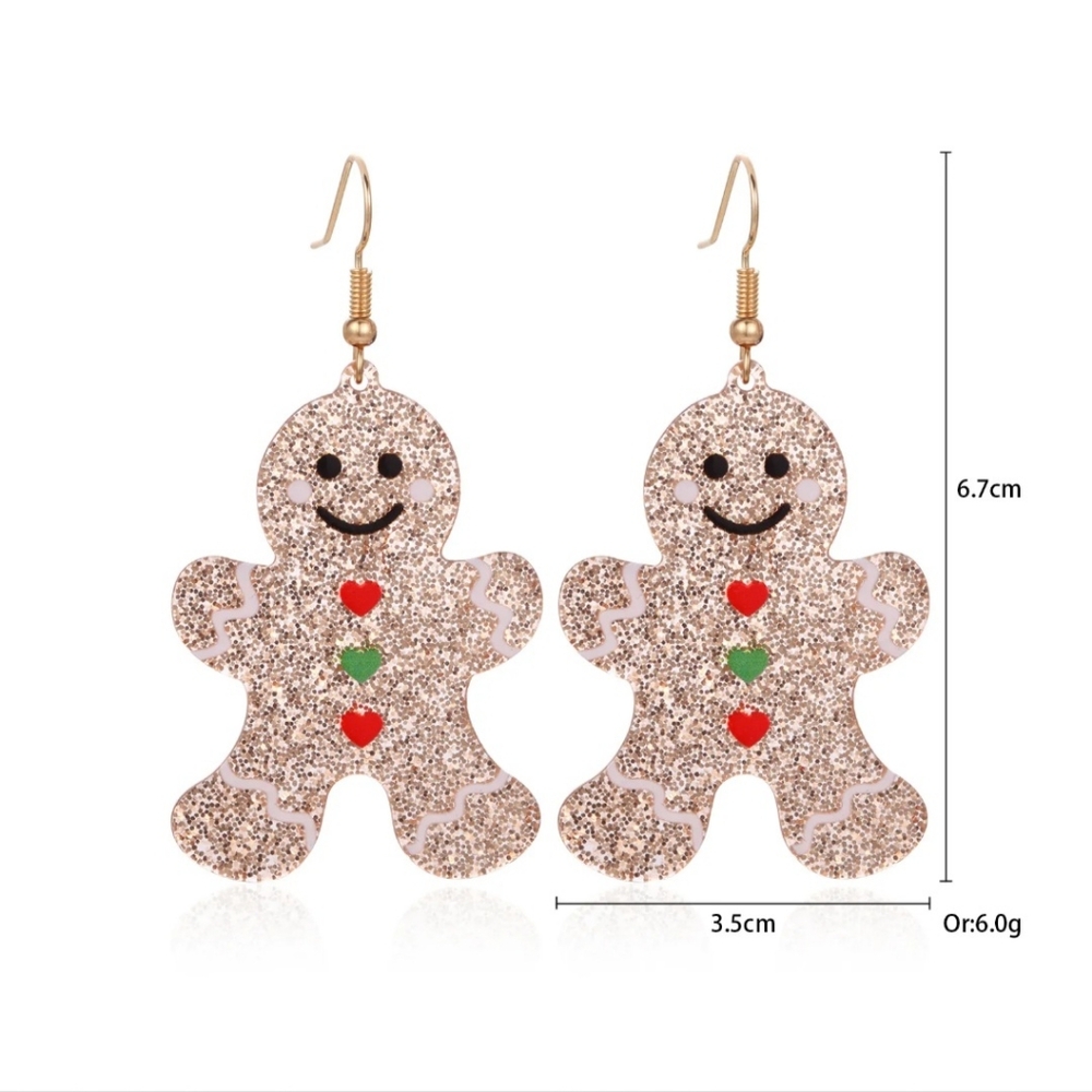 Festive Gingerbread Glitter Earrings - Picture 6 of 7